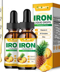 Liquid Iron Supplement For Women Men & Kids Multivitamin Iron Drops With Folate, Vitamin C, B6, B12, Zinc For Anemia, Iron Deficiency, Blood Builder, Energy - Natural Pineapple Flavor, Vegan 4 Fl Oz