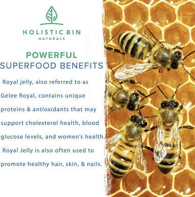 Holistic Bin Royal Jelly Powder 3X Concentration (25 Servings)| Rich in Proteins (Collagen), Amino s, Probiotics, Superfood