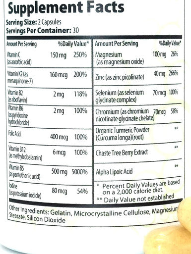 Clear Skin Acne Vitamins Capsules Adult & Teen Hormonal Acne Supplements 60 Count