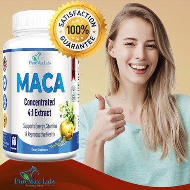 YUMMYVITE Maca Root Capsules - Concentrated 4:1 Extract (Equivalent To 1,600Mg Per Capsule) Lepidium Meyenii - 60 Capsules