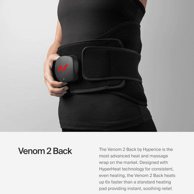 Hyperice Venom 2 Back Wrap and Hypervolt Go 2 in Black Pre and Post Workout Recovery Combination