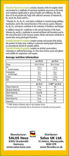 Floradix Vitamin B Complex Liquid Formula, 250 ml