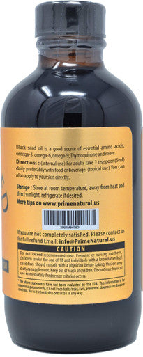 PRIME NATURAL Organic Black Seed Oil 4Oz - Cold Pressed Unrefined High Thymoquinone 1.7% Usda Certified - Turkish Origin Potent Nigella Sativa Liquid - Vegan Omega 3 6 9, Antioxidant Immune Boost Joints Skin Hair