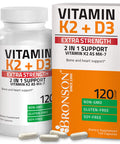 Bronson Vitamin K2 (MK7) with D3 Extra Strength Supplement Bone Health Non-GMO Formula 10,000 IU Vitamin D3 & 120 mcg Vitamin K2 MK-7 Easy to Swallow Vitamin D & K, 120 Capsules