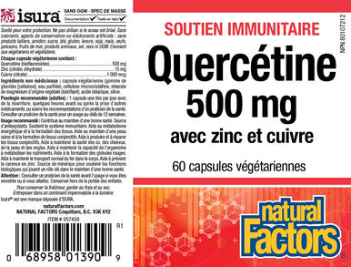 Natural Factors Quercetin 500 mg with Zinc and Copper for Added Immune Support 60 Count