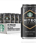 Starbucks - RTD Coffee Nitro Cold Brew, Black Unsweetened, 9.6 fl oz Cans (8 Pack), Iced Coffee, Cold Brew Coffee, Coffee Drink