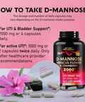 NUTRAHARMONY D-Mannose 2000Mg Capsules - 3-In-1 Urinary Tract Health Supplement - Natural Bladder, Liver & Digestive Support With Cranberry & Hibiscus Flower - Made In Usa - For Women & Men - 120 Vegan Pills