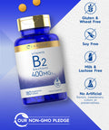 Carlyle Vitamin B-2 400Mg | 180 Tablets | Vegetarian, Non-Gmo, Gluten Free Supplement | Vitamin B2 Riboflavin