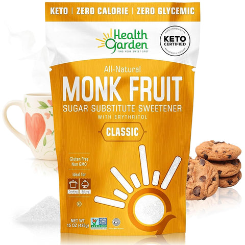Health Garden Monk Fruit Sweetener, Golden, 2.5lbs Bag ÃƒÂ¢Ã¢â€šÂ¬Ã¢â‚¬Å“ 1:1 Monk Fruit Sugar Substitute with Erythritol ÃƒÂ¢Ã¢â€šÂ¬Ã¢â‚¬Å“ Zero Calorie Monkfruit Sweetener Pure ÃƒÂ¢Ã¢â€šÂ¬Ã¢â‚¬Å“ Ideal for Baking, Keto Friendly, Non-GMO, Kosher