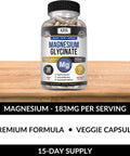 Kaya Naturals Magnesium Glycinate 183mg per Caps Chelated for Maximum Absorption NonGMO NO Gluten Dairy and Soy Supports Muscle and Heart Health 30 Count