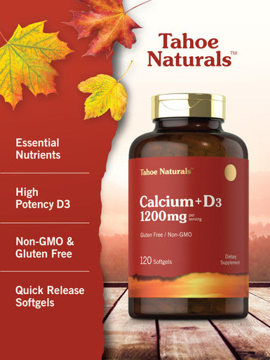 Carlyle Calcium 1200 Mg With Vitamin D3 | 120 Softgels | Non-Gmo And Gluten Free Supplement | Tahoe Naturals