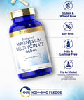 Buffered Magnesium Bisglycinate 665 mg | 250 Capsules | Chelated Essential Mineral | Non-GMO and Gluten Free Supplement | by Carlyle