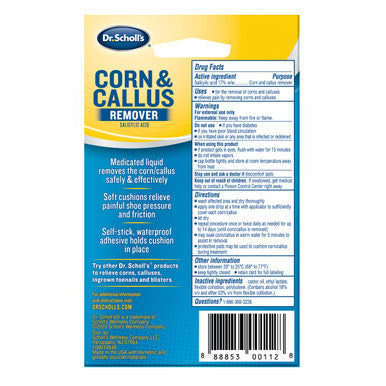 Dr. Scholl'S Liquid Corn & Callus Remover 0.33 Ounce // Removes Corns & Calluses Fast With Cushions That Provide Protection Against Shoe Pressure And Friction For All-Day Pain Relief