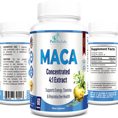 YUMMYVITE Maca Root Capsules - Concentrated 4:1 Extract (Equivalent To 1,600Mg Per Capsule) Lepidium Meyenii - 60 Capsules