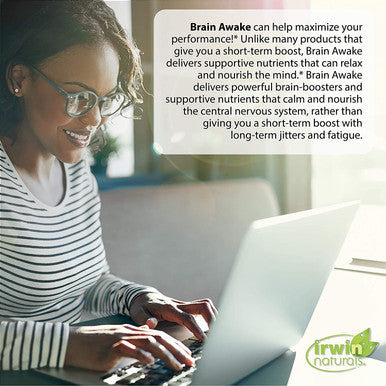 Irwin Naturals Brain Awake Enhanced Mental Performance Increased Focus Boost Clarity & Concentration - Powerful Nootropic Booster with L-Theanine Bacopa MCT's & InnovaTea - 60 Liquid Softgels