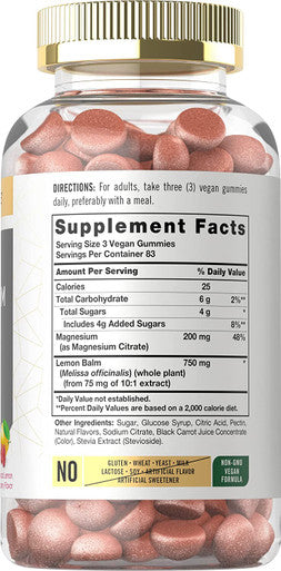 Magnesium Gummies | 200mg | 250 Count | Vegan, Non-GMO, and Gluten Free Formula | Natural Lemon Raspberry Flavor | by Carlyle
