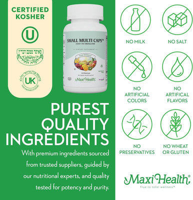 Maxi Health - Multivitamin For Women & Men - Daily Mens & Womens Vitamins With 30 Nutrients Including Iron, Zinc, Probiotics, Immune Support Vitamins & More - Easy To Swallow Maxicaps, 120 Capsules