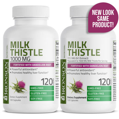 Bronson Milk Thistle 1000mg Silymarin Marianum and Dandelion Root Liver Health Support 120 Capsules