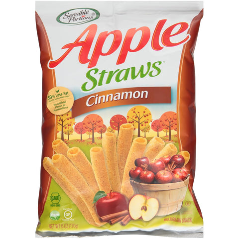 Sensible Portions Apple Straws, Cinnamon, Snack Size, 1 Oz (Pack of 8)
