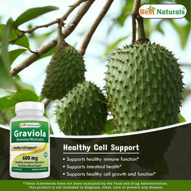 Best Naturals Graviola Capsules Annona Muricata 600 Mg 120 Count