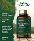 Carlyle Ginkgo Biloba | 3000Mg Per Serving | 200 Tablets Extra Strength | Vegetarian | Non-Gmo & Gluten Free Supplement | Tahoe