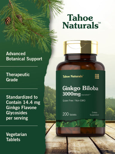 Carlyle Ginkgo Biloba | 3000Mg Per Serving | 200 Tablets Extra Strength | Vegetarian | Non-Gmo & Gluten Free Supplement | Tahoe