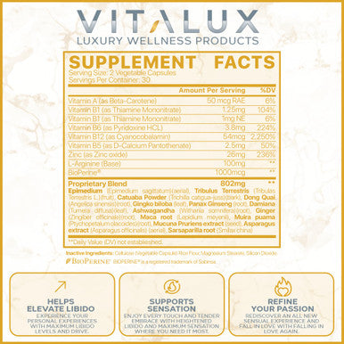 EPN Supplements Vitalux || #1 New Premium Female Libido Booster Supplement || Enhance Desire, Boost Mood & Balance Hormones | Ultra Dosed Formula W/ 14 Powerful Ingredients | 3Rd Party Tested + Usa Made - 60 Caps