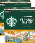 Starbucks K-Cup Coffee Pods, Starbucks Blonde Roast Hot or Iced Coffee, Veranda Blend, 60 Keurig Pods