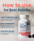 NativePath Antarctic Krill Oil - Wild-Caught Omega 3 Krill Oil 500mg Softgels with EPA DHA and Astaxanthin - Supplement for Joint Heart Brain and Immunity - 60 ct - No Fishy Aftertaste