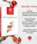 Healthspan Rose Hip 12,500mg | 90 Tablets | Muscle, Bone, Joint & Immune Health | Added Vitamin C & Calcium | Fatty Acids | Carotenoids | Polyphenols | Flavonoids | Rosa Canina | Vegan