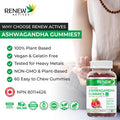 Renew Actives Ashwagandha Gummies For Memory Enhancement & Energy Boost - Used As Rejuvenative Tonic For Health & Wellness- 60 Gummies