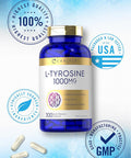 Carlyle L Tyrosine Capsules 1000mg | 300 Count | Therapeutic Grade | for Men and Women | Non-GMO & Gluten Supplement