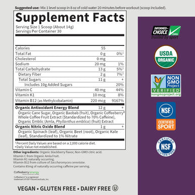 Garden of Life Sport Organic Plant Based Energy + Focus 40 Servings