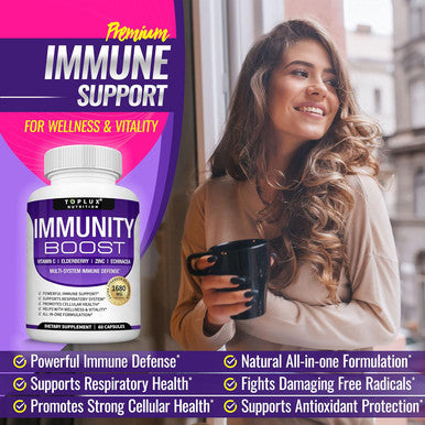 10 In 1 Immunity Boost Immune Support Supplement 1650Mg Made With Elderberry, Vitamin C, Zinc, Echinacea & Probiotics For Immune System Booster, Support Healthy Respiratory System, 2X 60 Capsule