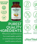 Maxi Health Omega 3 Supplement - Omega-3 Fish Oil Triple Concentrate w/ Vitamin D3 - Potent Source of EPA / DHA Fatty Acids - Heart Brain Joint Health - Kosher Wild Caught Marine Fish - 90 Softgels
