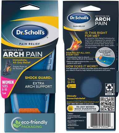 Dr. Scholl's Pain Relief Orthotics For Arch Pain For Women, 1 Pair, Size 6-10