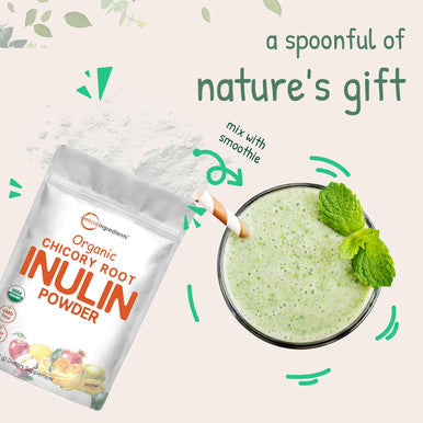 Micro Ingredients Organic Chicory Root Inulin Powder 2 Pounds | Natural Prebiotic Fiber Supplement | Intestinal Support for Colon and Gut Health | Non-GMO and Vegan Friendly