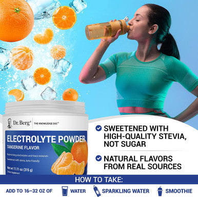 Dr. Berg's Original Keto Electrolytes Powder 50 Servings Zero Artificial Ingredients Sugar Free Electrolyte Powder No Maltodextrin Hydration Powder Tangerine