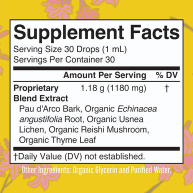 Maryruth Organics PAU d'Arco Bark Liquid Herbal Supplement | Immune Support Digestive & Gut Health | Echinacea Usnea Lichen Reishi Mushroom Thyme Leaf | Vegan Non-GMO | 1 Fl Oz 1 Month Supply