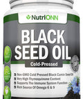 Black Seed Oil - 1000 Mg - 180 Softgels - Cold-Pressed Non-GMO Black Cumin Seed Capsules - Super High Thymoquinone Content - Nigella Sativa - Rich in Omega 6 & 9 Fatty s - Immune & Joint Support