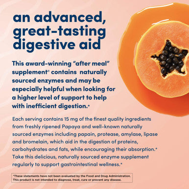 American Health Super Papaya Plus Digestive Enzyme Chewable Tablets Natural Papaya Flavor - Helps With Digestion & Nutrient Absorption Contains Papain & Other Enzymes - 360 Count 120 Total Servings