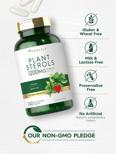 Carlyle Plant Sterols 1200 mg 240 Ultra Potent Capsules Non GMO and Gluten Supplement with Beta Sitosterol