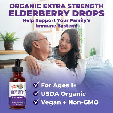 MaryRuth Organics Herbal Supplement Drop | for Immune Support | Pack of 1 | Elderberry | Syrup | Extra Strength | Black Liquid | USDA | Vegan | Non-GMO | Gluten Free | 60 Servings