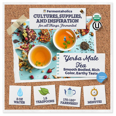 Fermentaholics Usda Organic Loose-Leaf Yerba Mate Tea - Perfect For Homebrewing Kombucha Hot Tea And Iced Tea - Ou her Premium Taste Aroma And Flavor