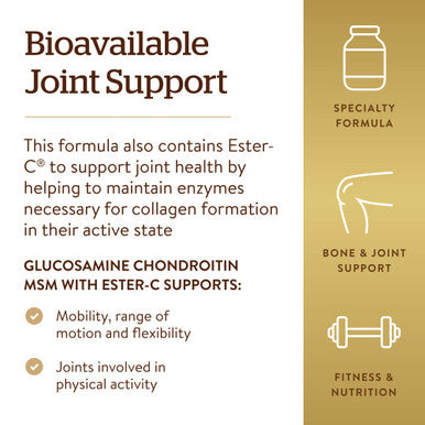 Solgar Extra Strength Glucosamine Chondroitin Msm W/ Ester-C 180 Tablets - Promotes Healthy Joints Supports Comfortable Movement & Collagen Formation - Non-Gmo Gluten Free Dairy Free - 60 Servings