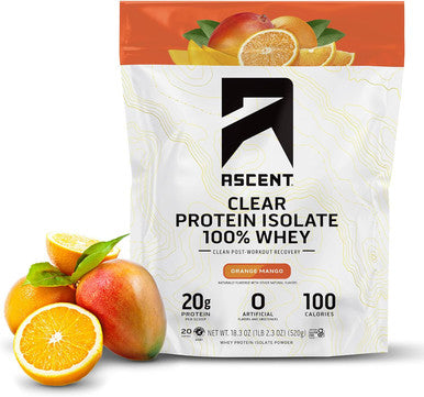 Ascent 100% Clear Whey Protein Powder, 20 Serv