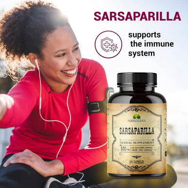 Herbalicious Sarsaparilla Capsules - Hemidesmus indicus Herbal Supplement - Non-GMO Support for Immunity Skin Kidney Function Liver Wellness - No Gluten Preservatives Fillers - Made in USA