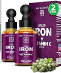 [2 Pack] Liquid Iron Supplement with Vitamin C 18mg Iron and 50mg Vitamin C for Anemia Support Blood Builder Drops for Women and Men Fast Absorption Boosts Energy and Immunity Vegan NonGMO