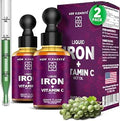 [2 Pack] Liquid Iron Supplement with Vitamin C 18mg Iron and 50mg Vitamin C for Anemia Support Blood Builder Drops for Women and Men Fast Absorption Boosts Energy and Immunity Vegan NonGMO