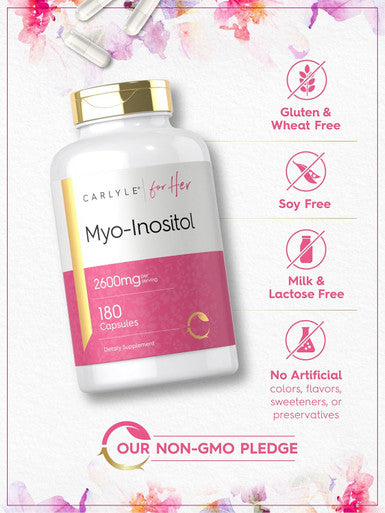 Carlyle Myo-Inositol 2600mg | 180 Capsules | Extra Strength Supplement | Non-GMO Gluten